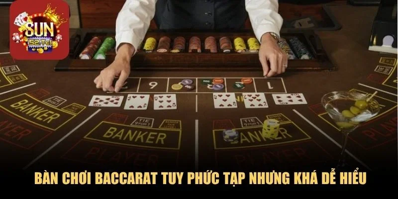 Bàn chơi Baccarat tuy phức tạp nhưng khá dễ hiểu