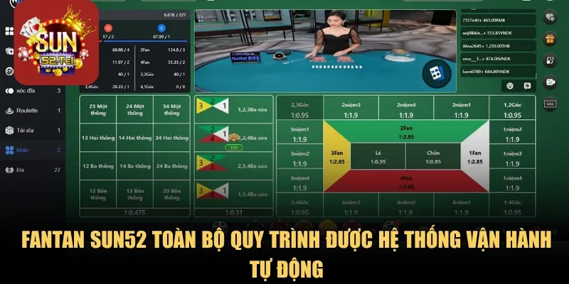 Fantan Sun52 toàn bộ quy trình được hệ thống vận hành tự động