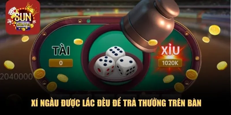Xí ngầu được lắc đều để trả thưởng trên bàn